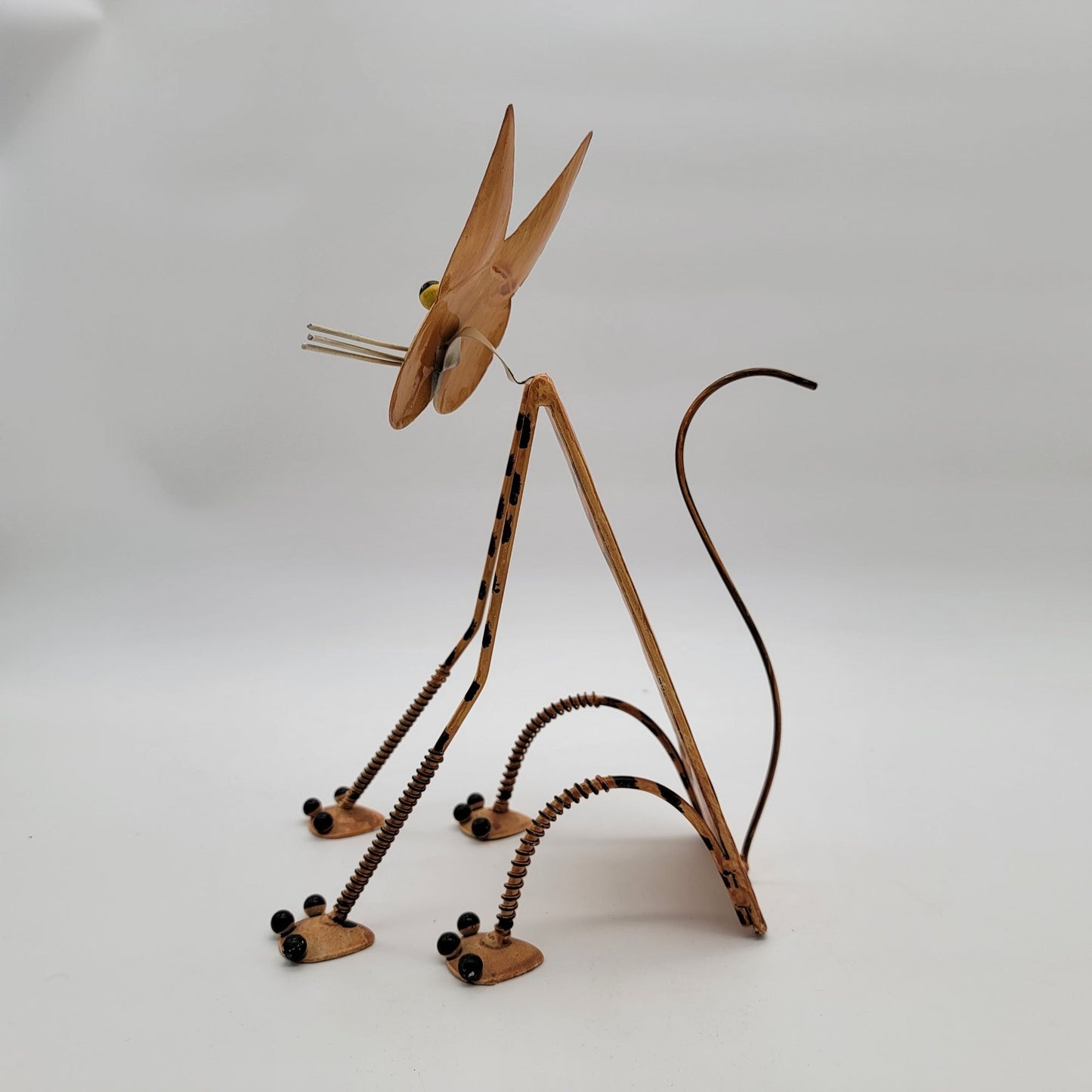 Vintage Whimsical Metal Striped Cat Garden Sculpture