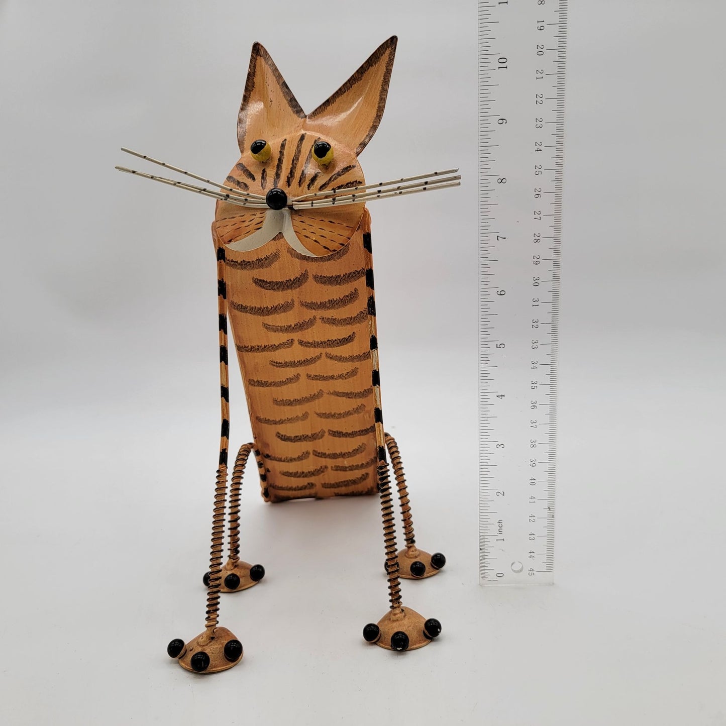 Vintage Whimsical Metal Striped Cat Garden Sculpture