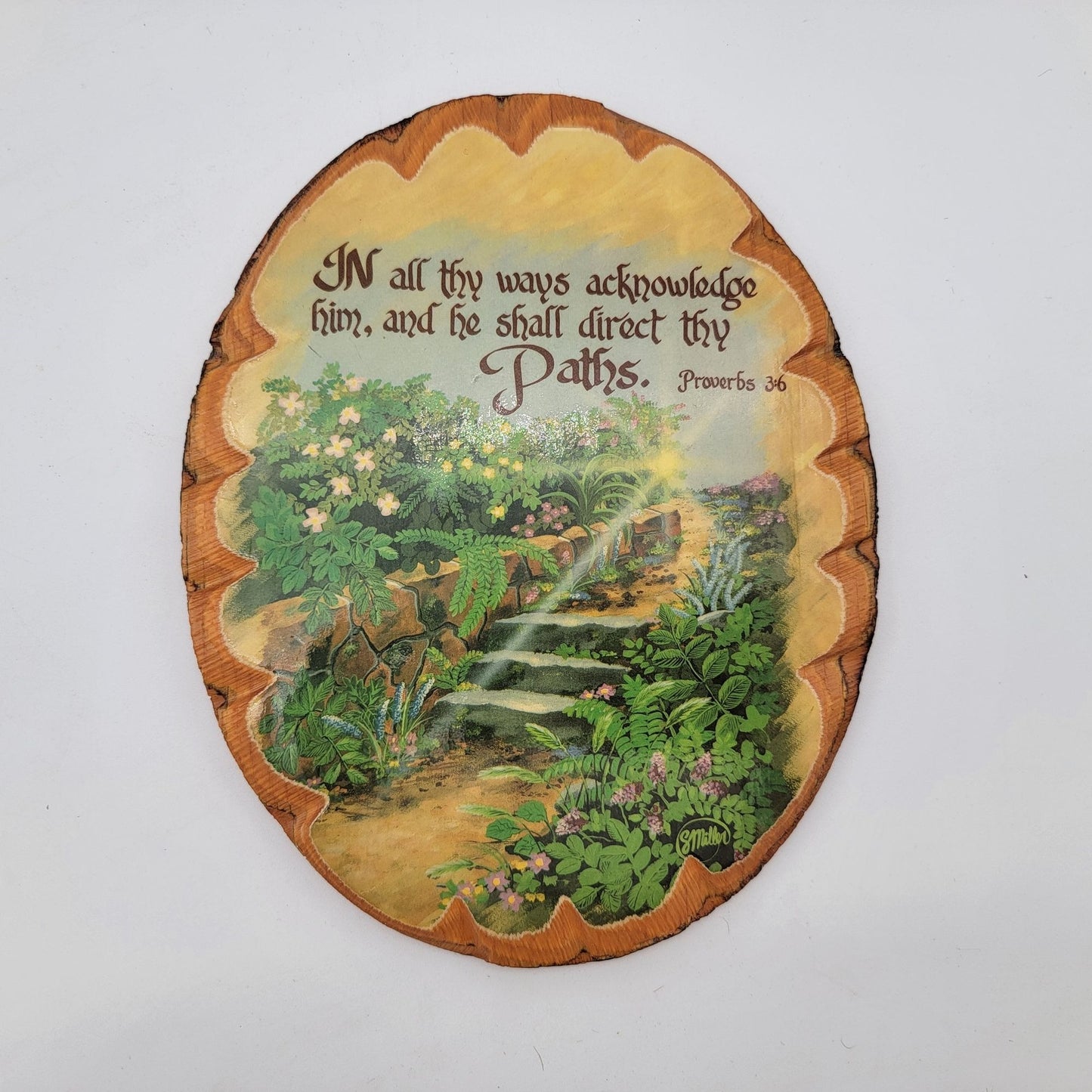 Pair of Vintage 1987 Wooden Wall Plaques With Bible Verses