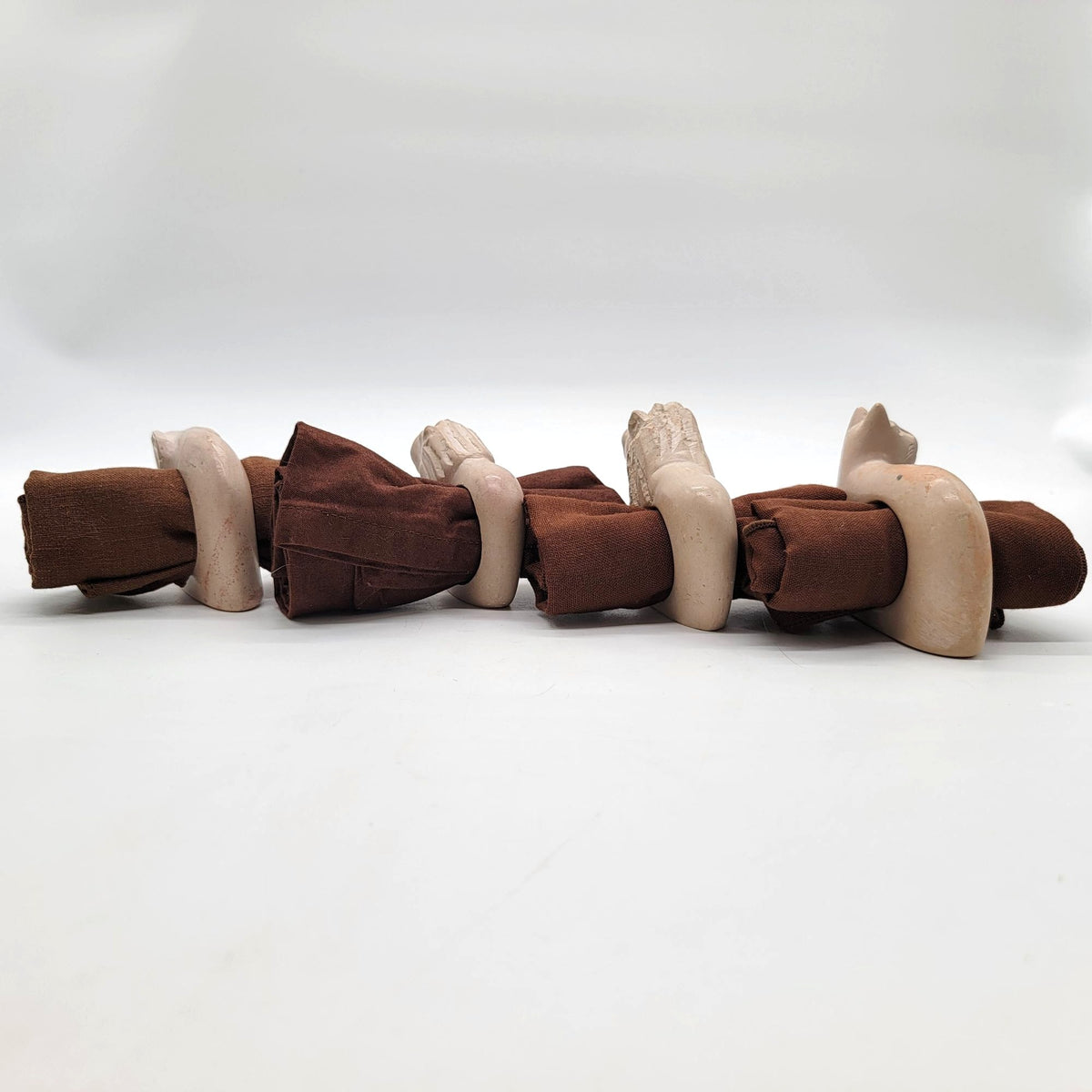 Vintage Carved Soapstone Animal Napkin Rings Set Of 4