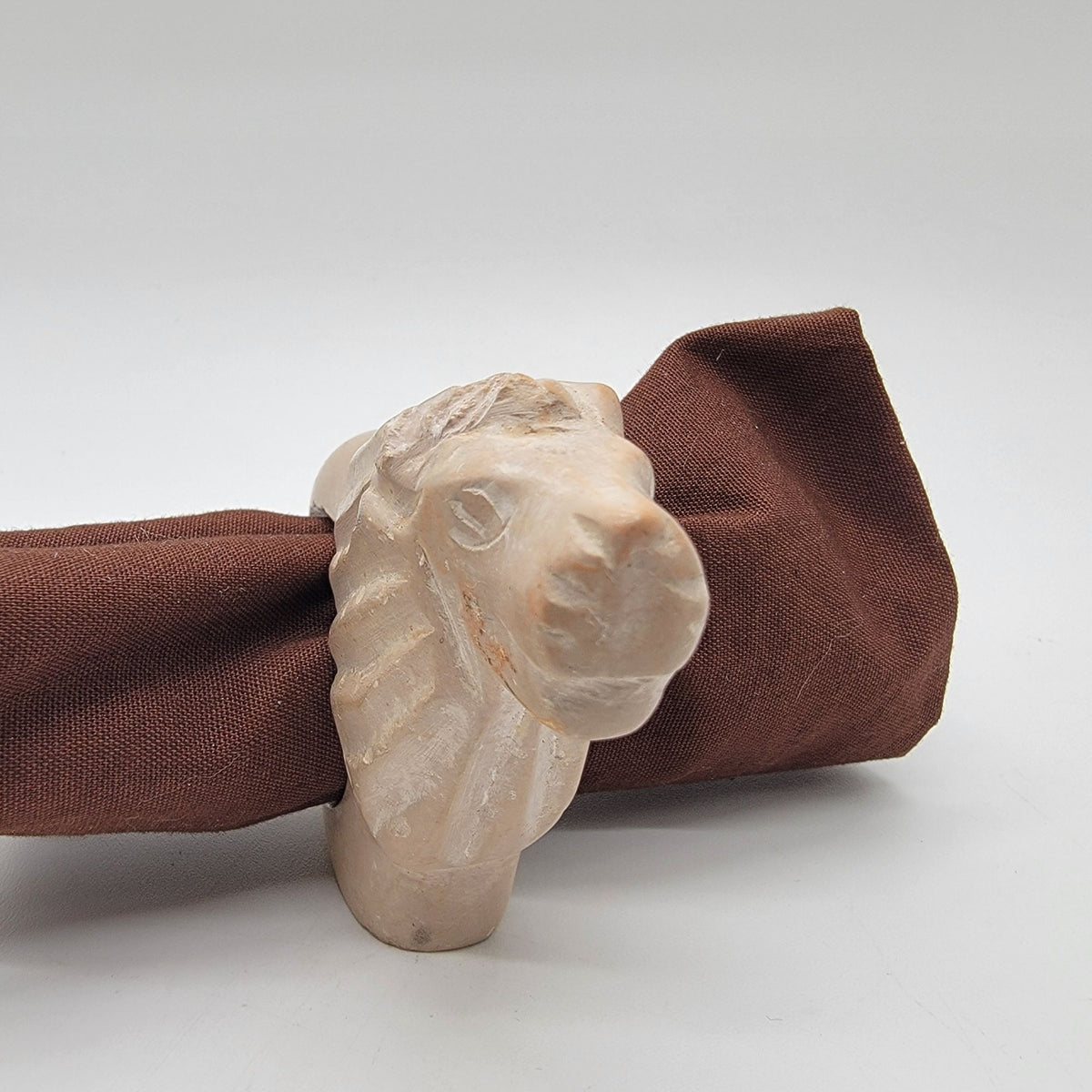 Vintage Carved Soapstone Animal Napkin Rings Set Of 4