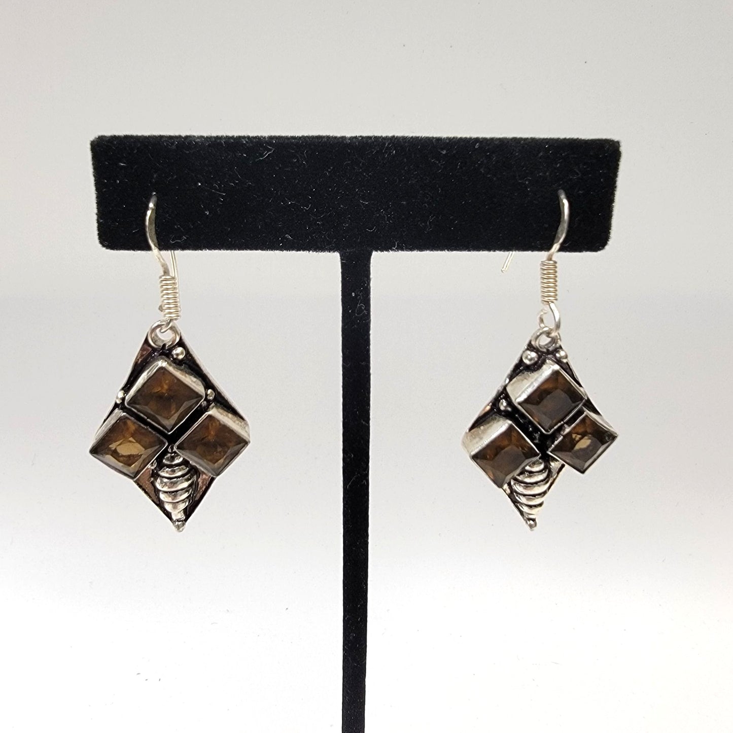 Smoky Quartz Dangle Earrings 925 Sterling Silver