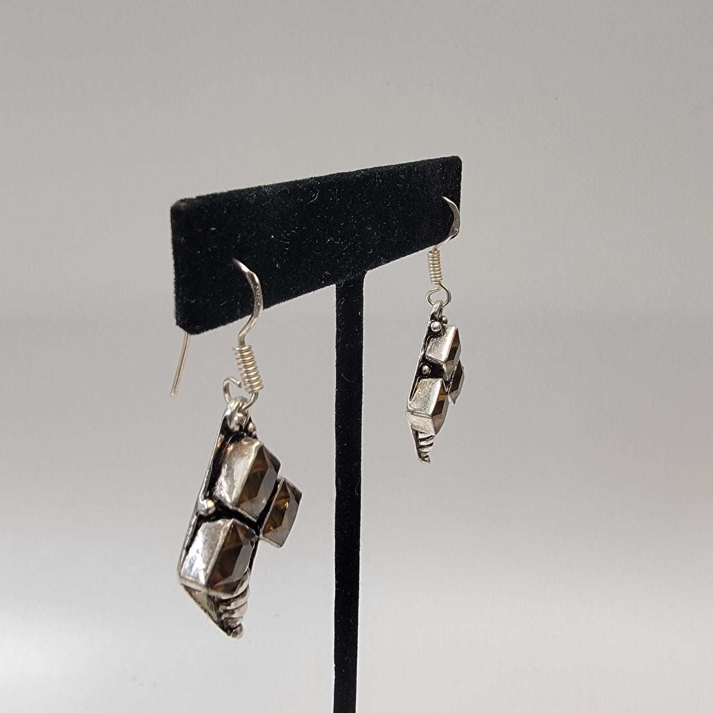 Smoky Quartz Dangle Earrings 925 Sterling Silver