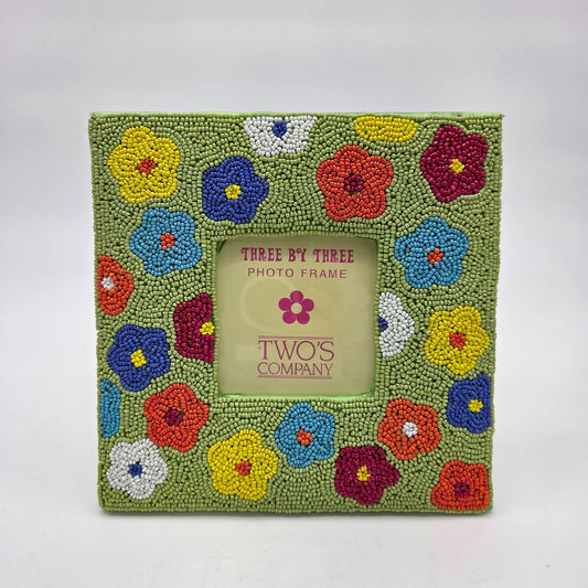 Twos Company Green Beaded Floral Picture Frame Holds