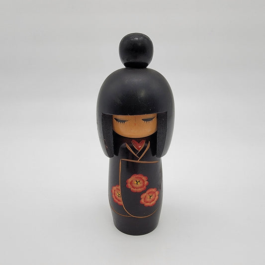 Award-Winning Kunio Miyakawa Kokeshi Doll Floral Kimono Design