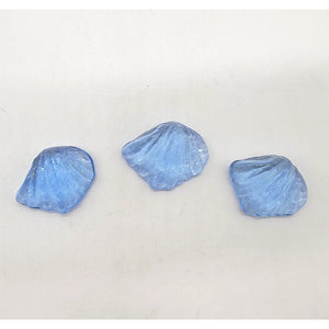 Vintage Blue Art Glass Shell Paperweights Set Of 3