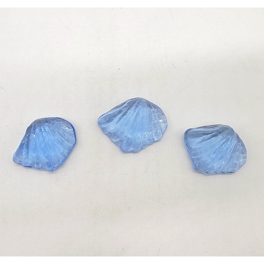 Vintage Blue Art Glass Shell Paperweights Set Of 3