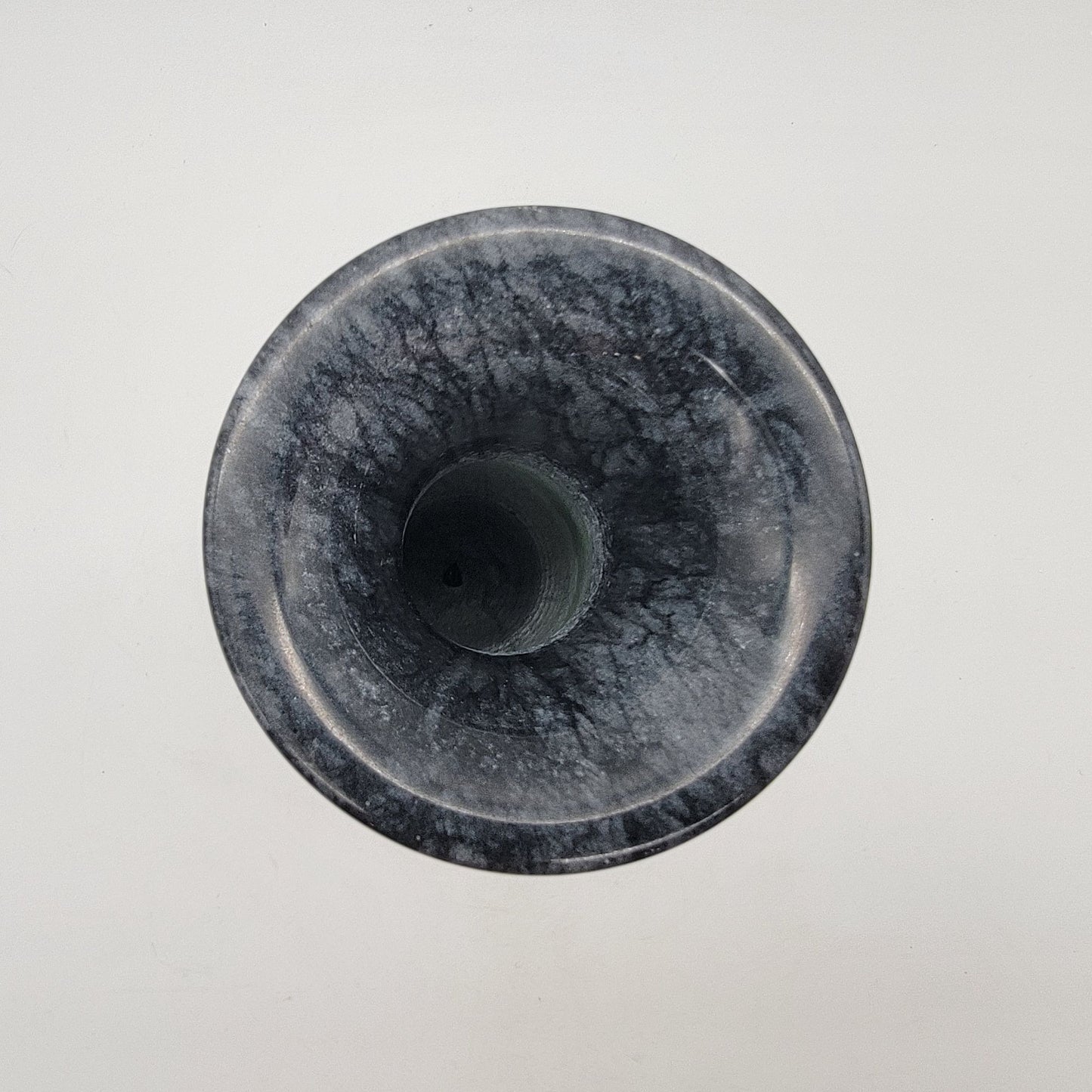 Vintage Black Marble Vase Etched Birds