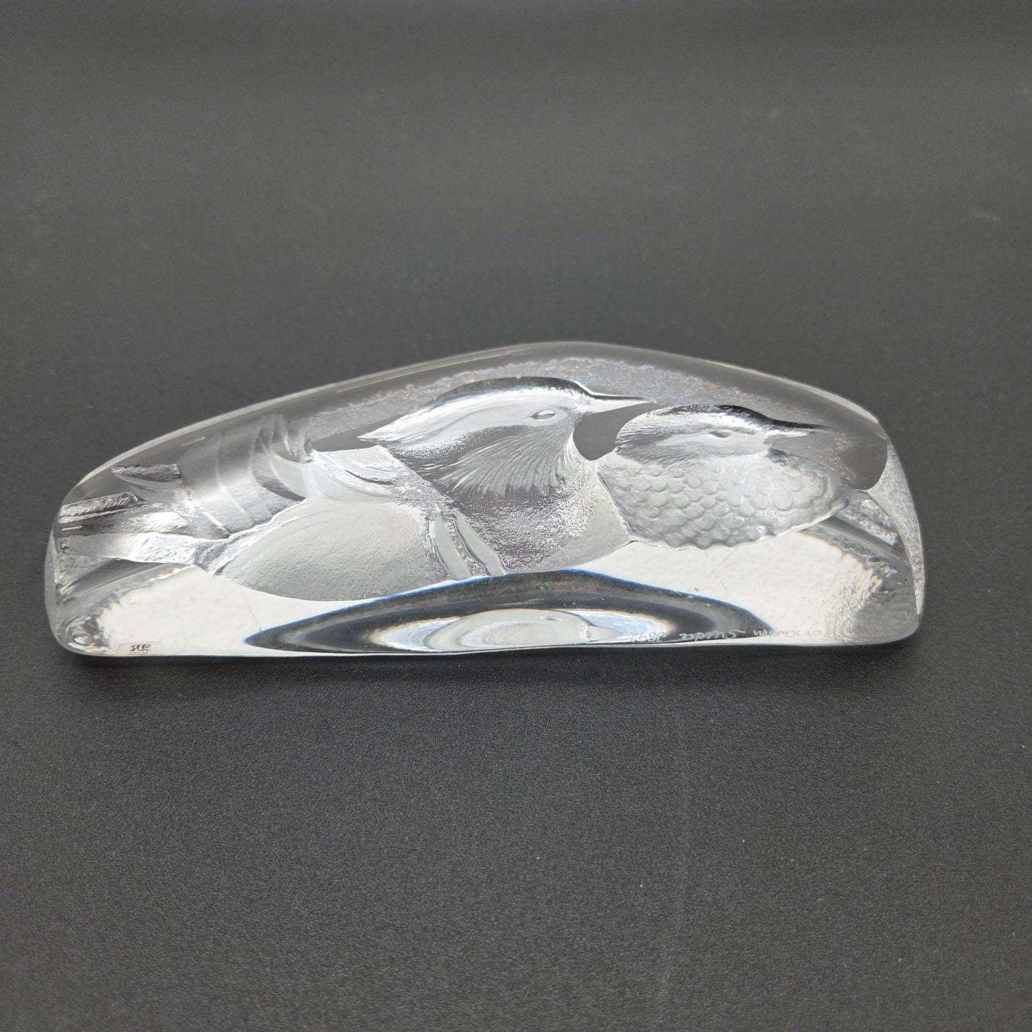 Mats Jonasson Crystal Mandarin Ducks Paperweight Signed M Jonasson Sweden 3892