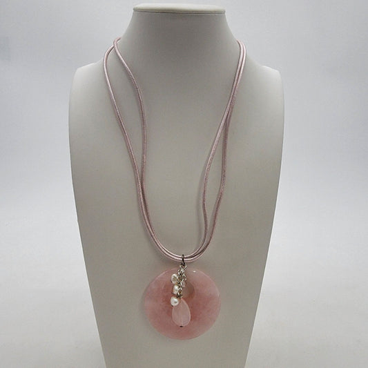 Rose Quartz & Freshwater Pearls Pendant Necklace