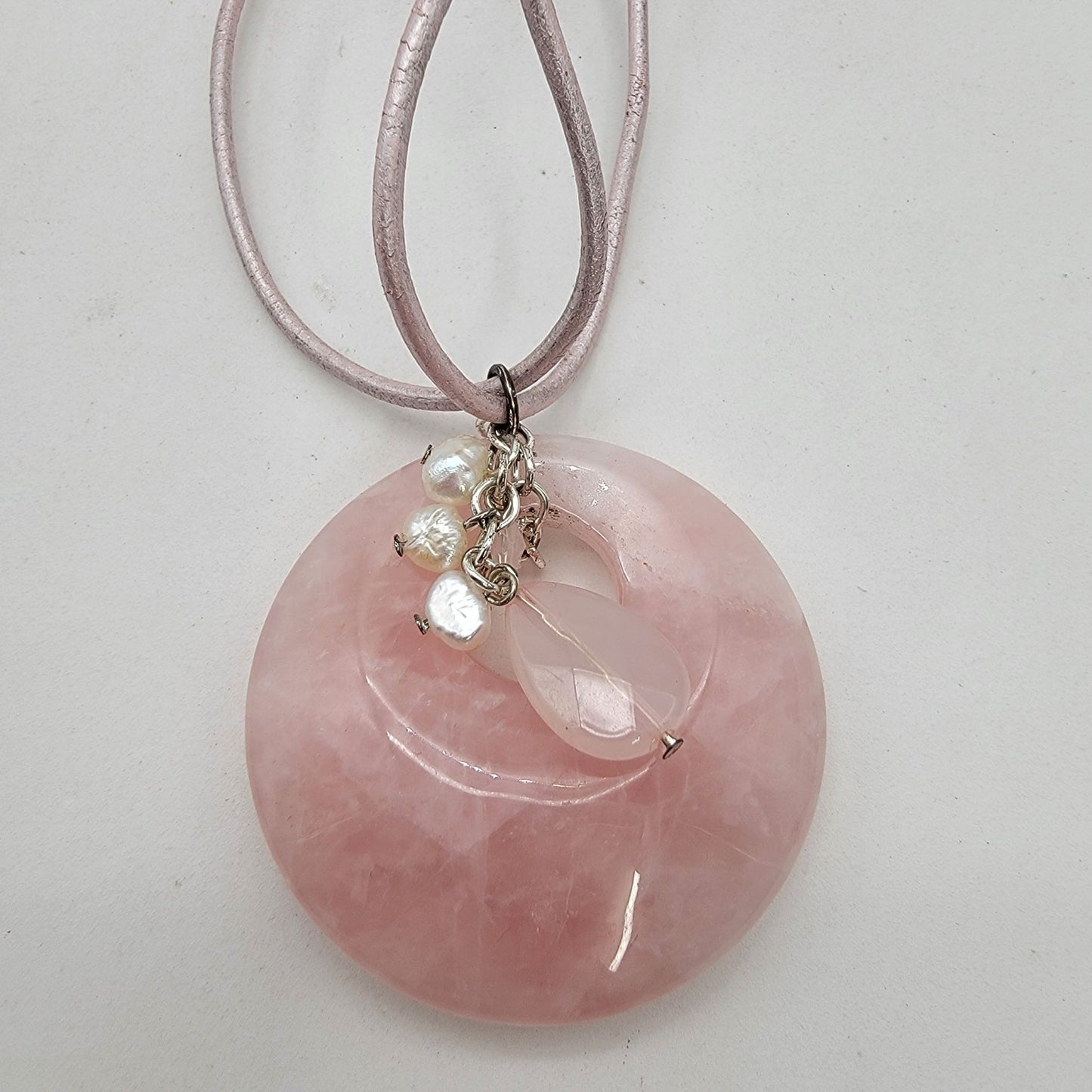 Rose Quartz & Freshwater Pearls Pendant Necklace