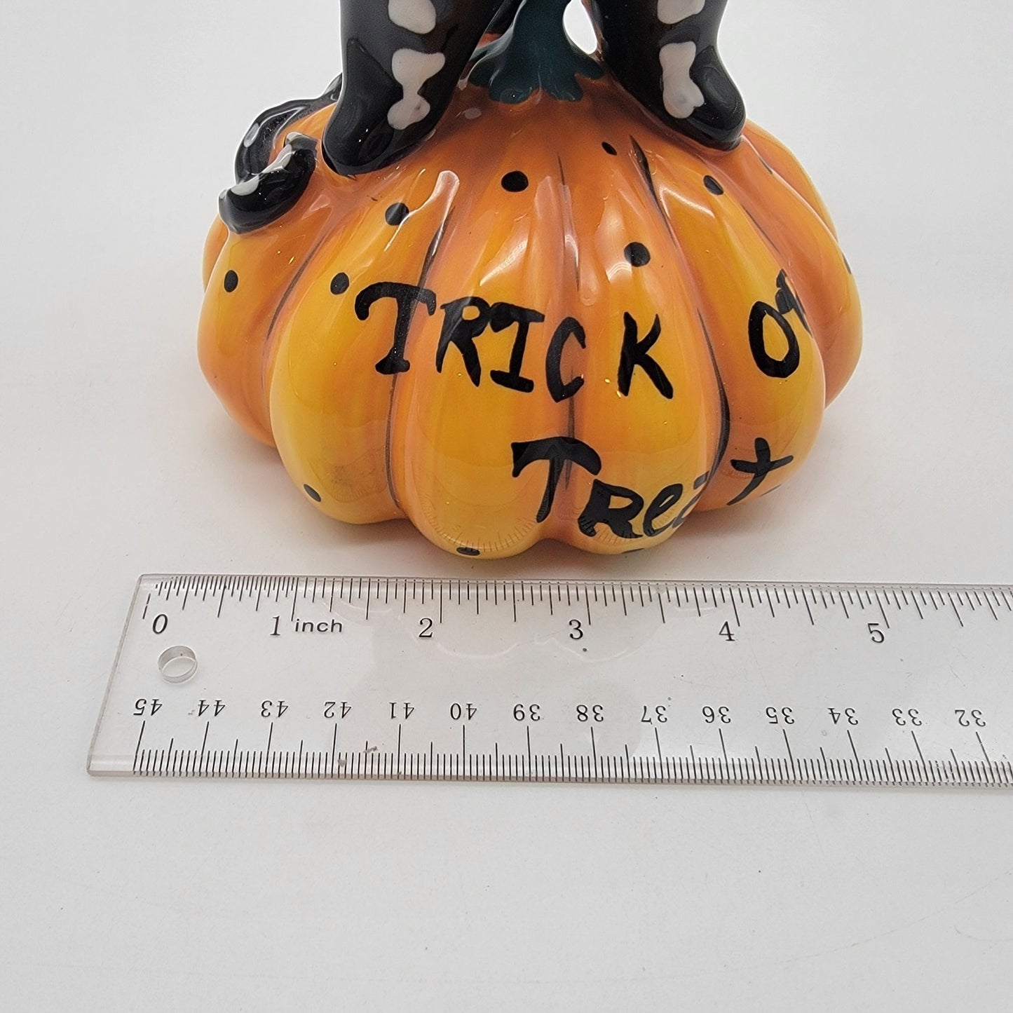 Blue Sky Clayworks Halloween Skeleton Cat On Pumpkin 2022