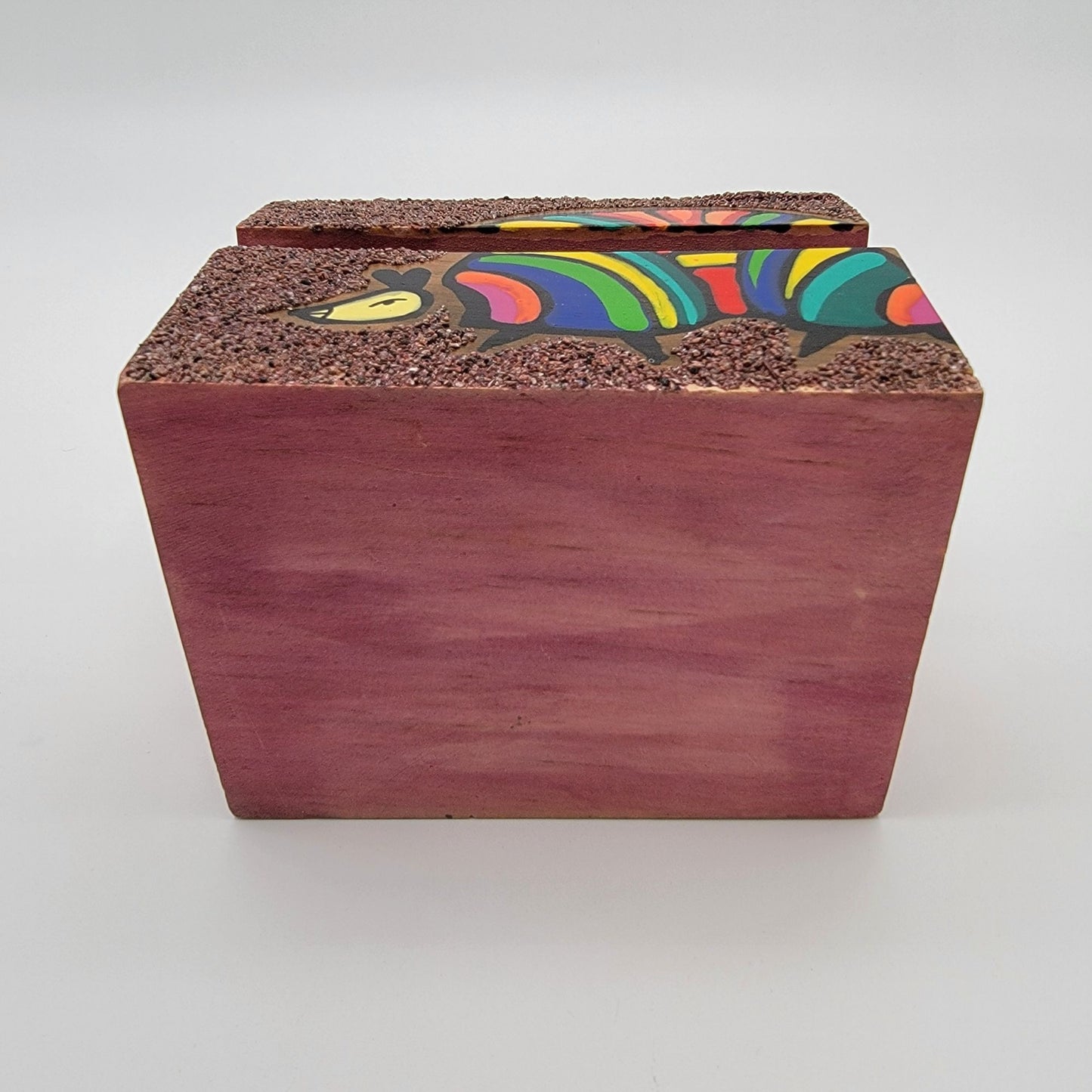 Sand Art Wooden Box With Colorful Bird Motif El Salvador