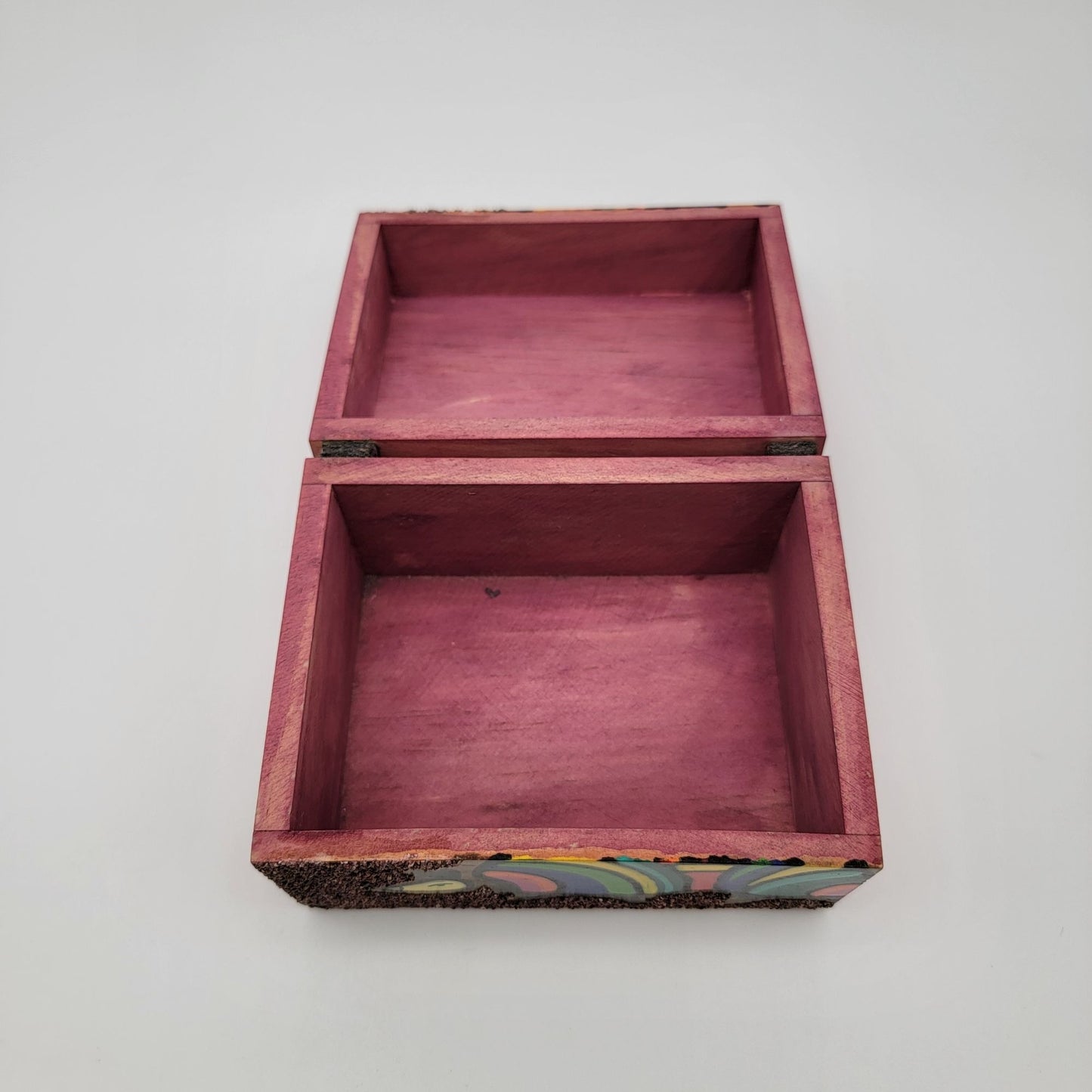 Sand Art Wooden Box With Colorful Bird Motif El Salvador