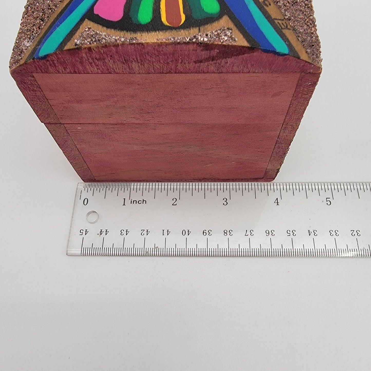 Sand Art Wooden Box With Colorful Bird Motif El Salvador