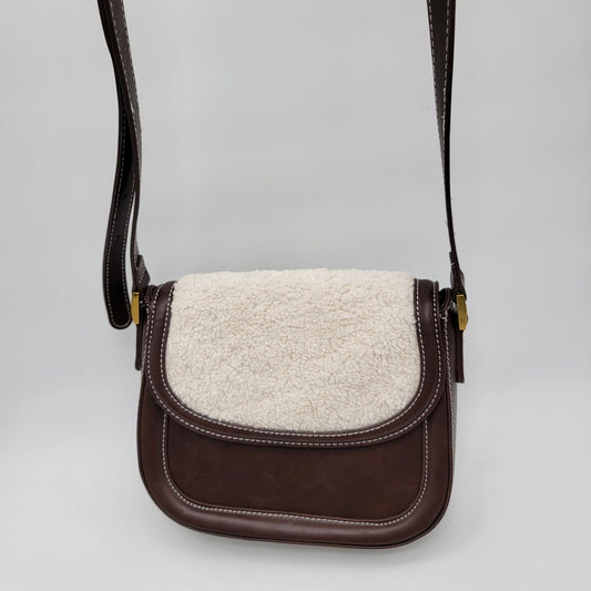 Antik Kraft Crossbody Purse Vegan Leather & Sherpa Flap