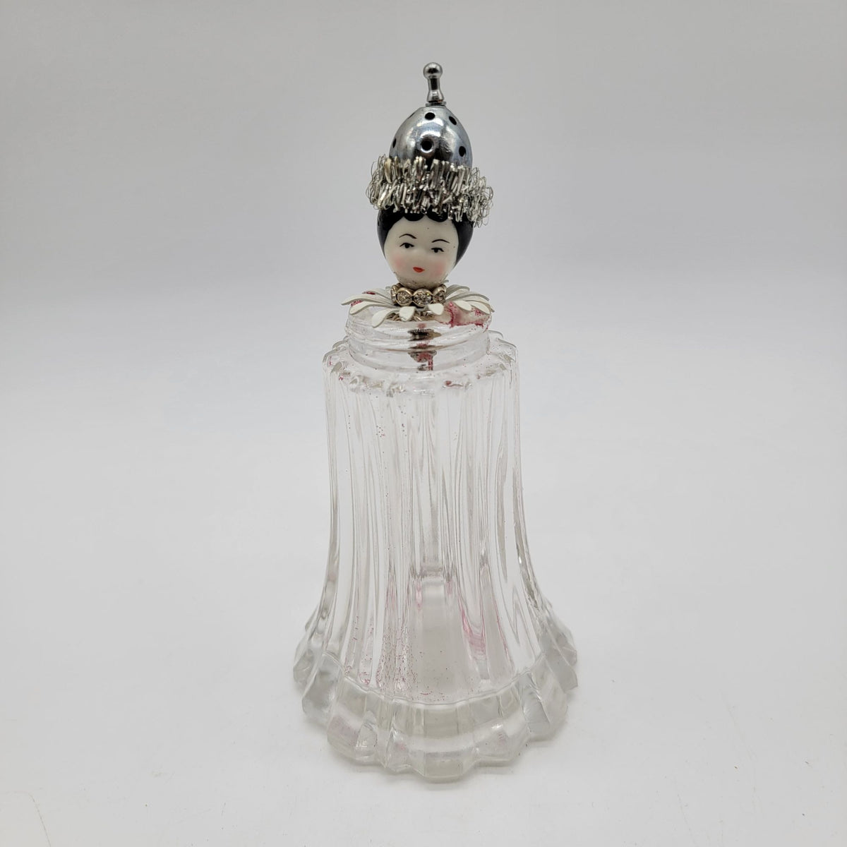 OOAK Antique Doll Head Glass Muffineer Assemblage