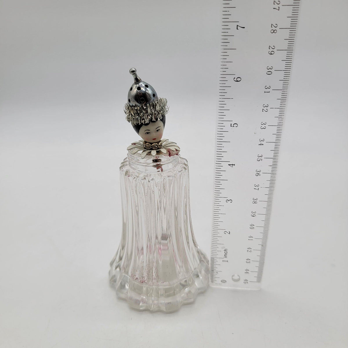 OOAK Antique Doll Head Glass Muffineer Assemblage