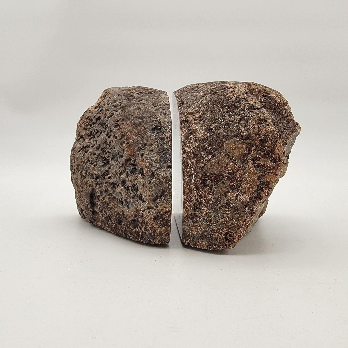 Vintage Modern Geode Banded Agate Bookends Quartz Druzy