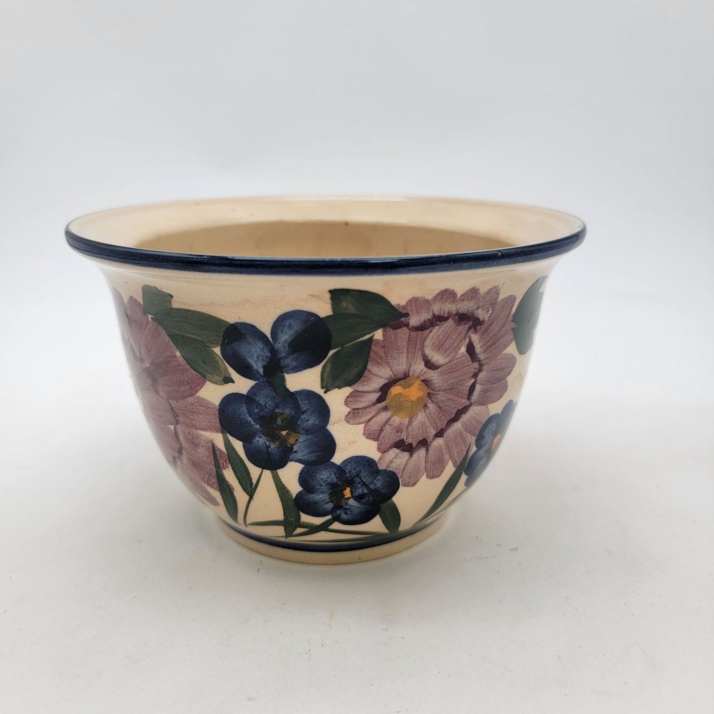 Vintage Hand-Painted Floral Planter Bowl