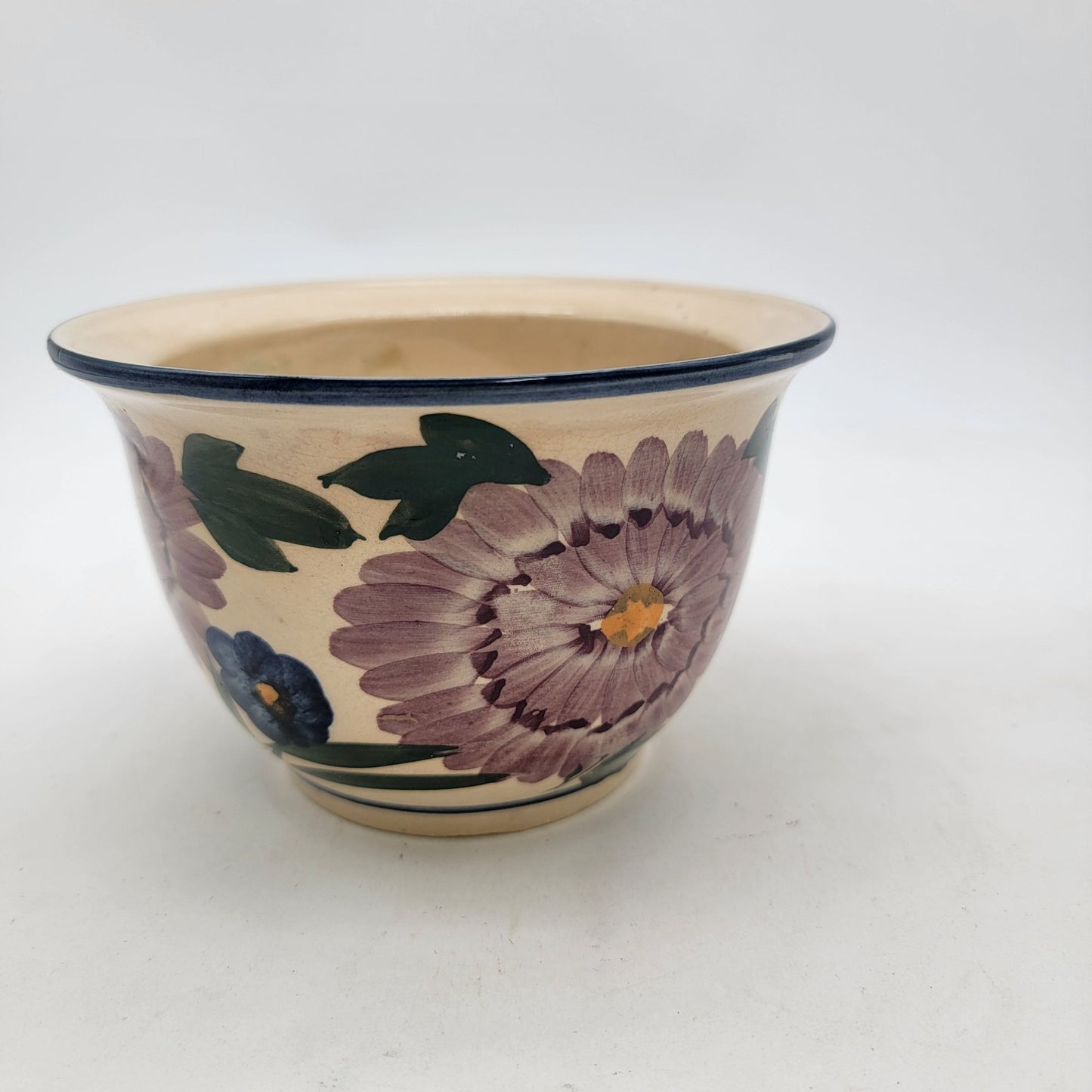 Vintage Hand-Painted Floral Planter Bowl