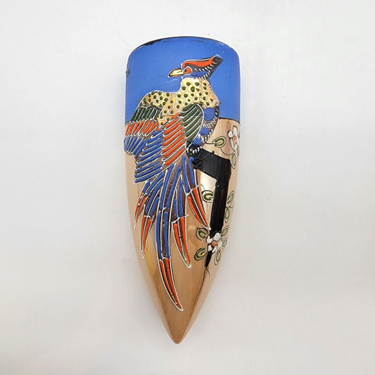 Vintage 1920s Hotta Yu Shoten Japanese Moriage Lusterware Bird Wall Pocket