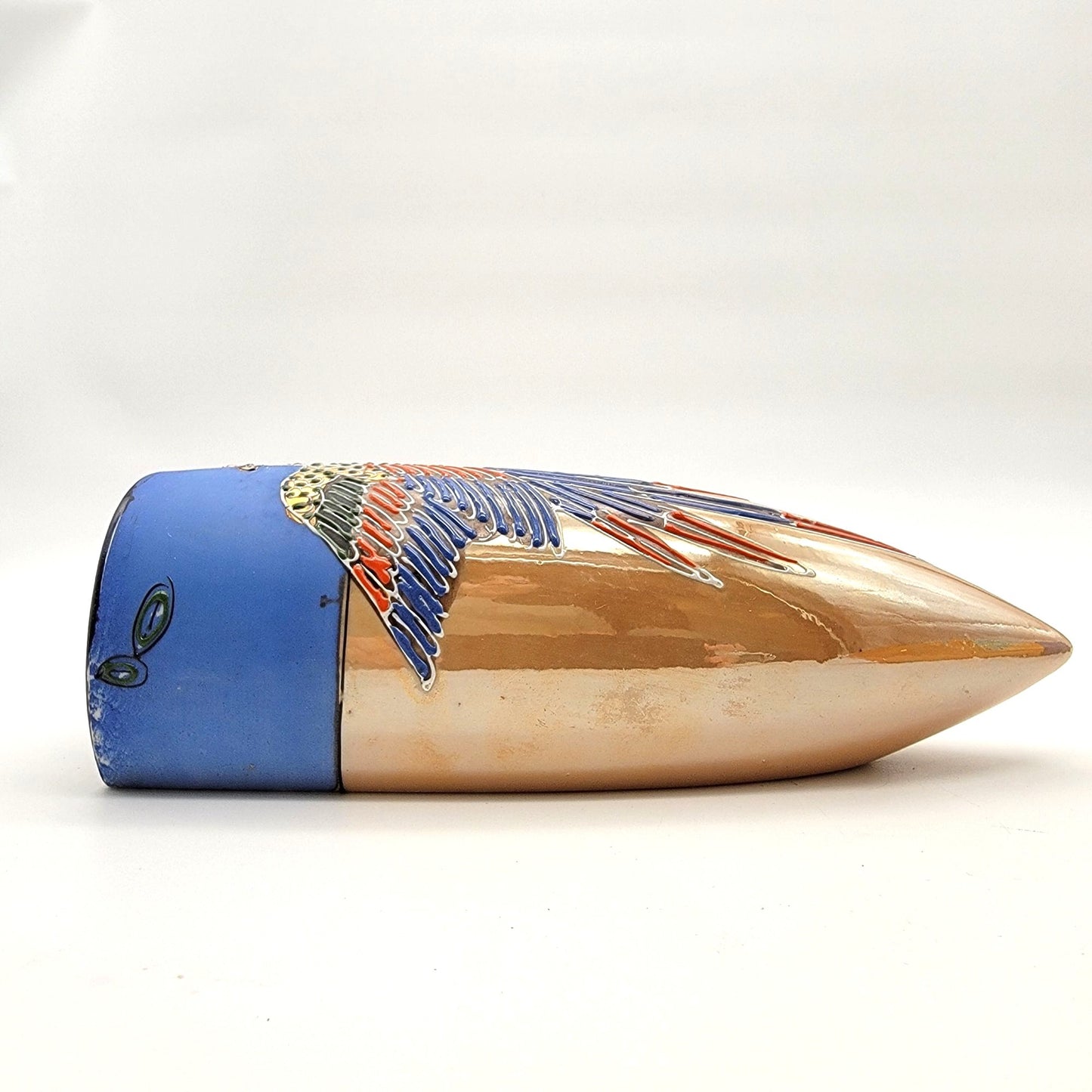 Vintage 1920s Hotta Yu Shoten Japanese Moriage Lusterware Bird Wall Pocket