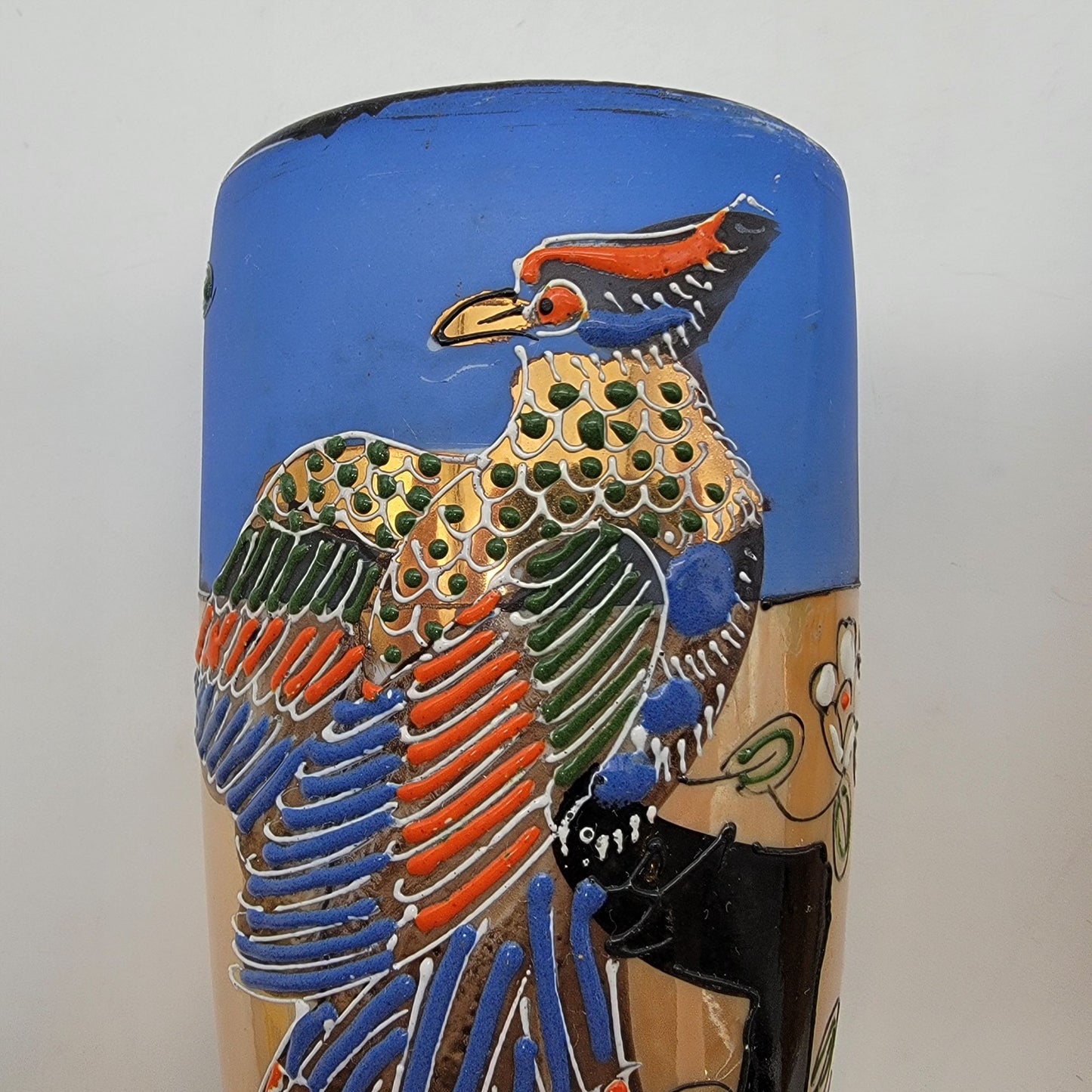 Vintage 1920s Hotta Yu Shoten Japanese Moriage Lusterware Bird Wall Pocket