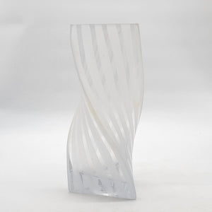 Art Glass Twisted Triangle Wave Vase With Frosted Stripes