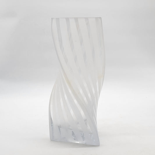 Art Glass Twisted Triangle Wave Vase With Frosted Stripes