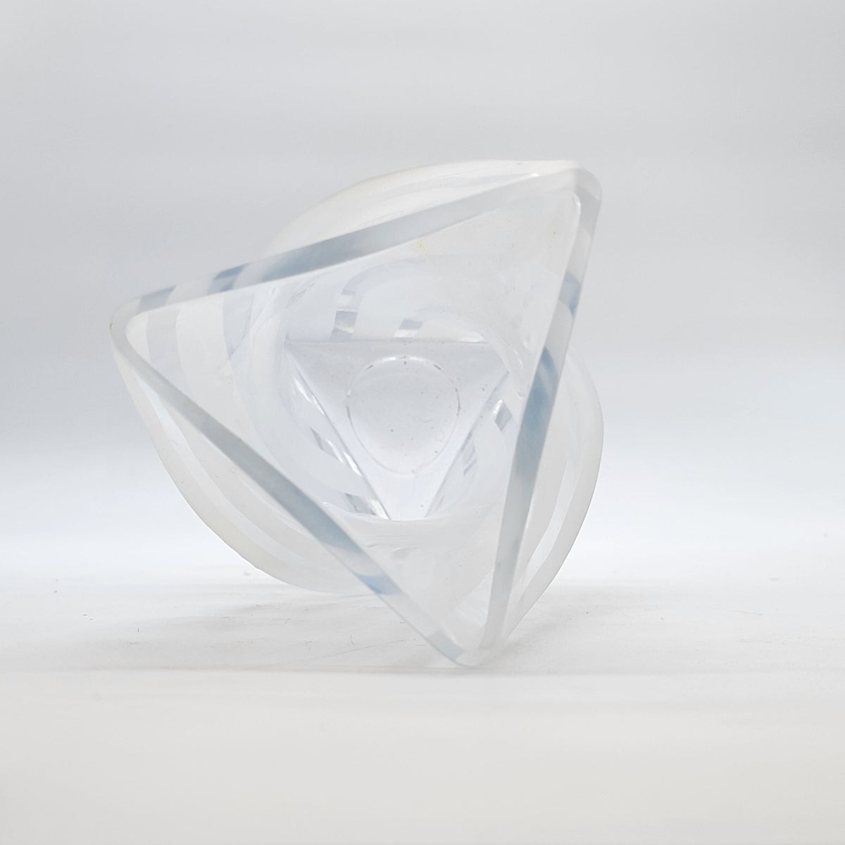 Art Glass Twisted Triangle Wave Vase With Frosted Stripes