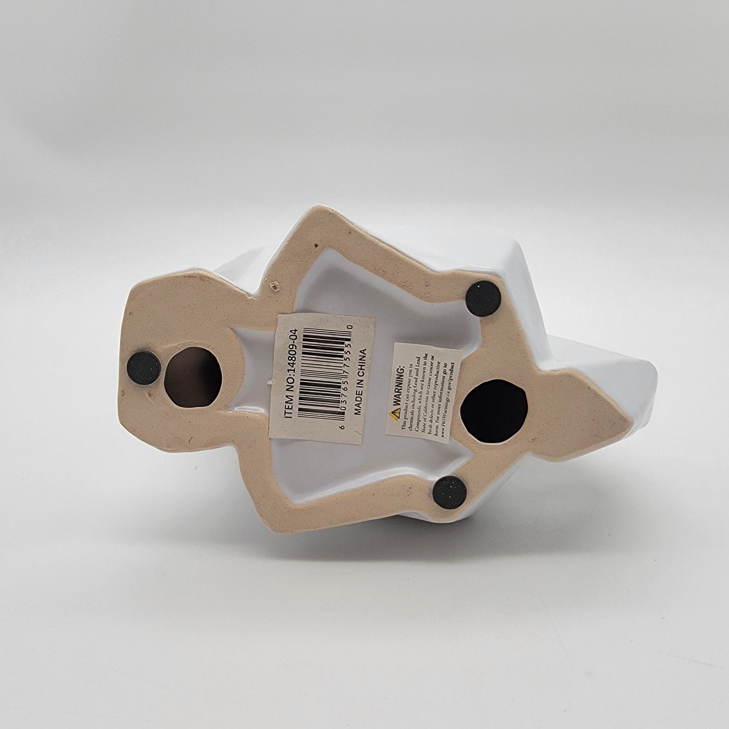 Abstract White Geometric Sitting Cat Statue