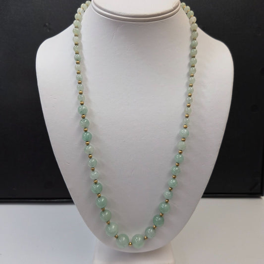 Prehnite Gemstone Beaded Necklace With Gold-Tone Accents & Ornate Clasp