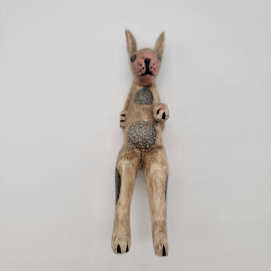 Vintage Wooden Rabbit Shelf Sitter Figurine