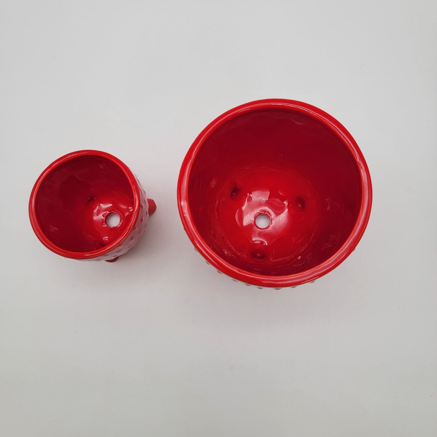 Set Of 2 Red Strawberry Footed Planters