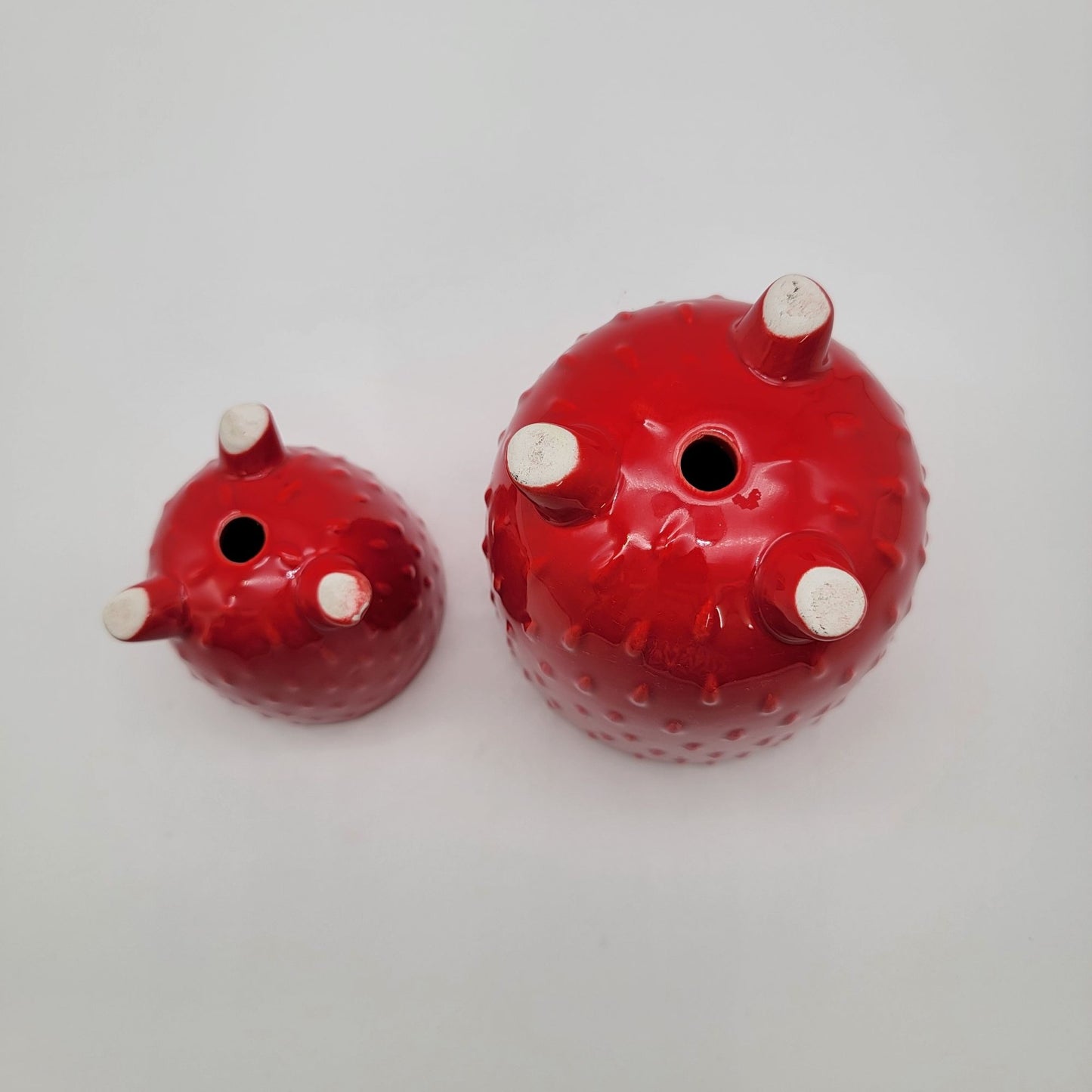 Set Of 2 Red Strawberry Footed Planters