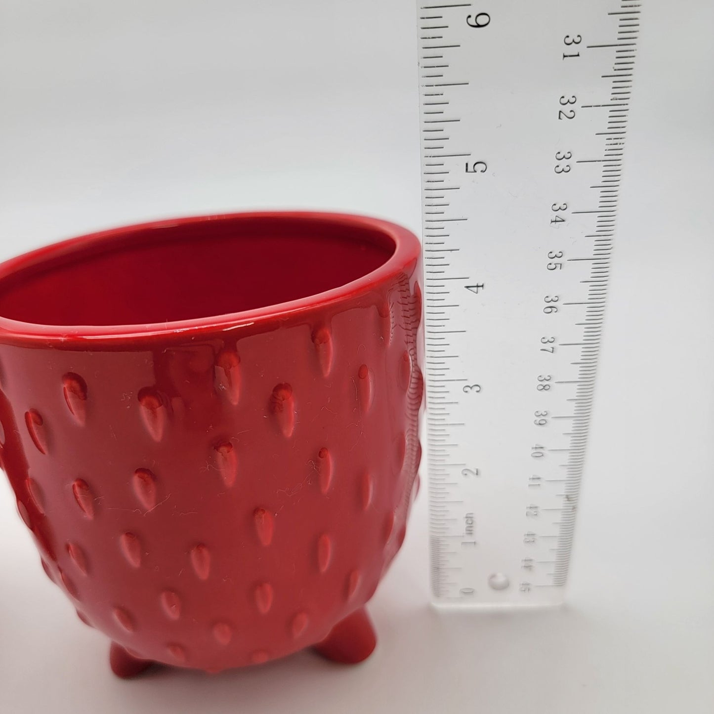 Set Of 2 Red Strawberry Footed Planters