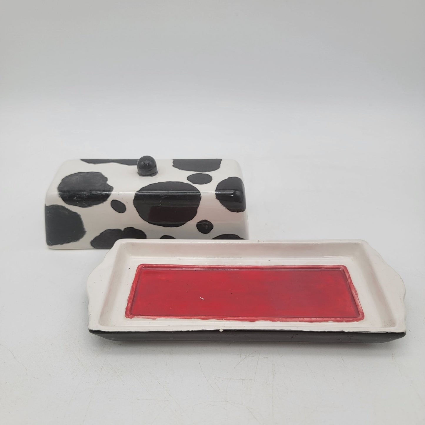 Cow Print Ceramic Butter Dish With Lid