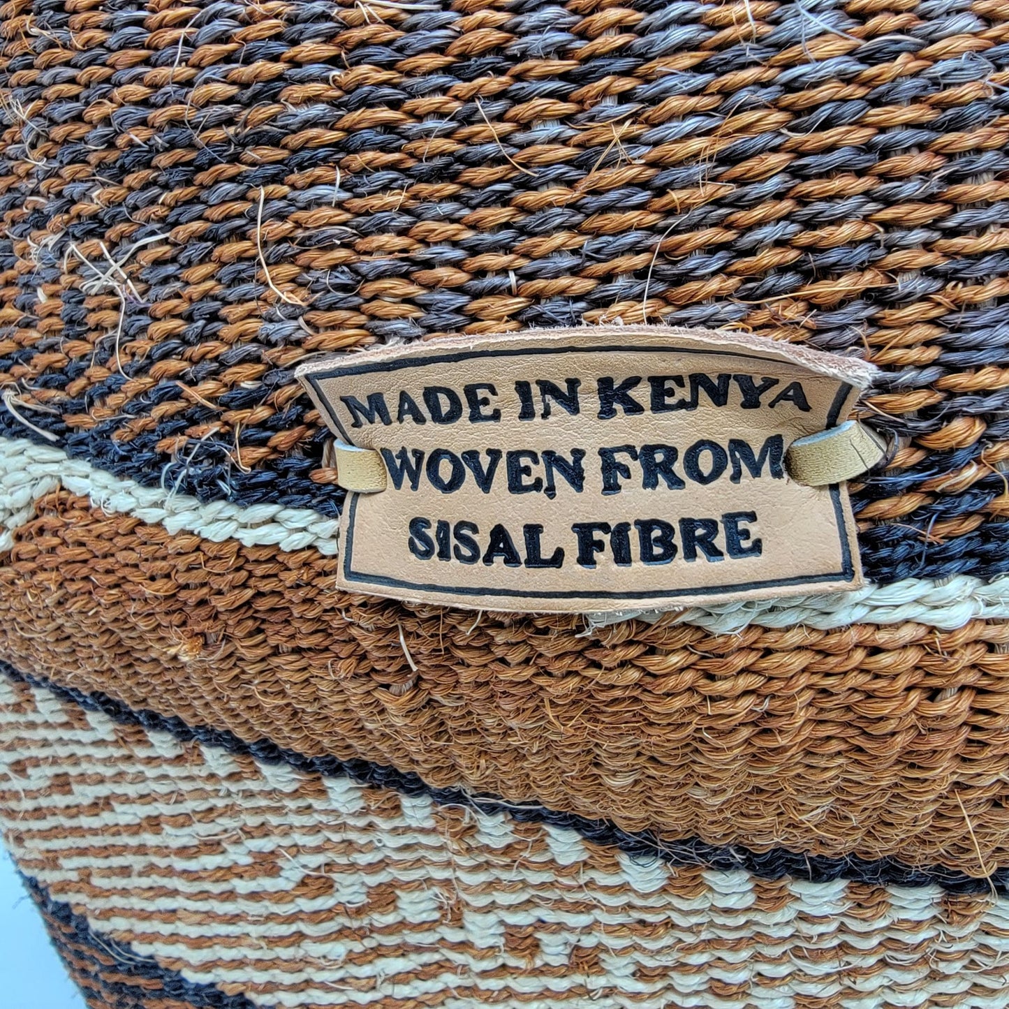 Woven Sisal Fiber & Leather Kenya Bucket Purse