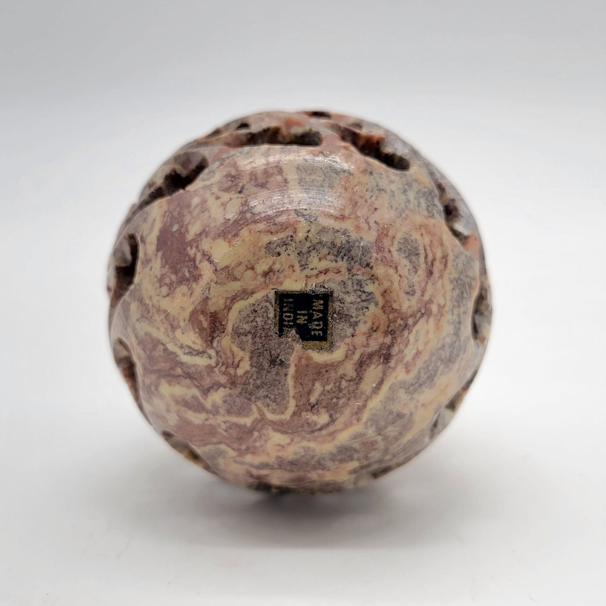 Soapstone Jali Lattice Egg Sculpture Inner Tiki Carving