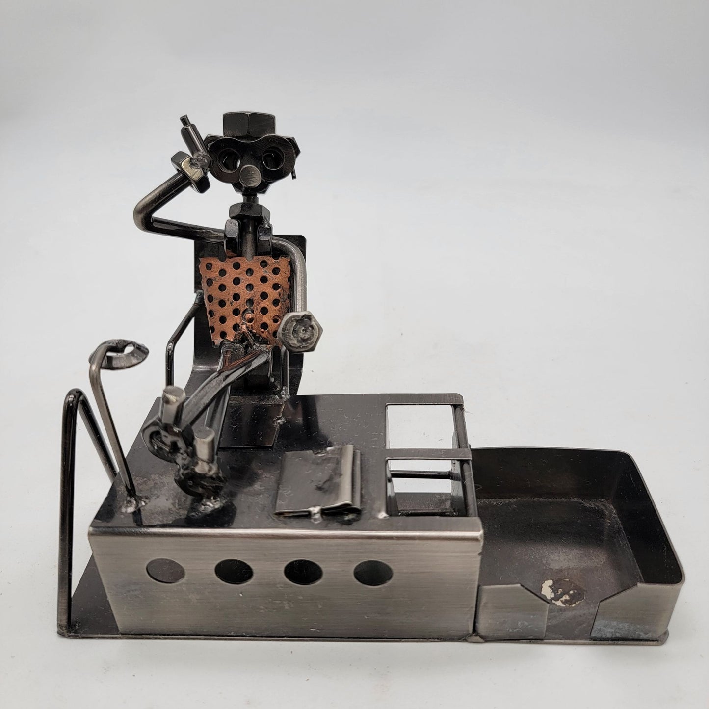 Metal Desk Organizer With Metal Figure