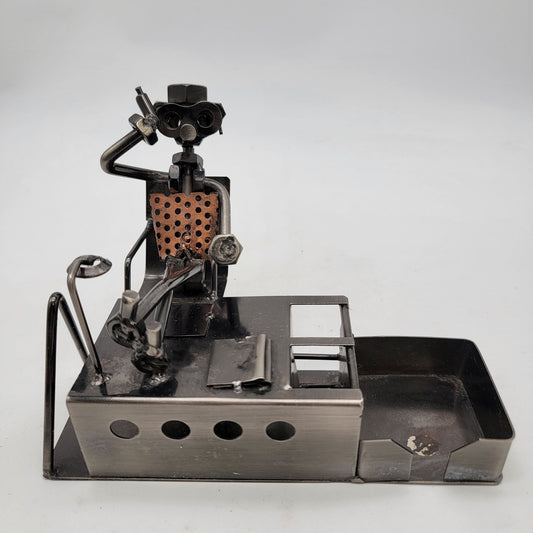 Metal Desk Organizer With Metal Figure