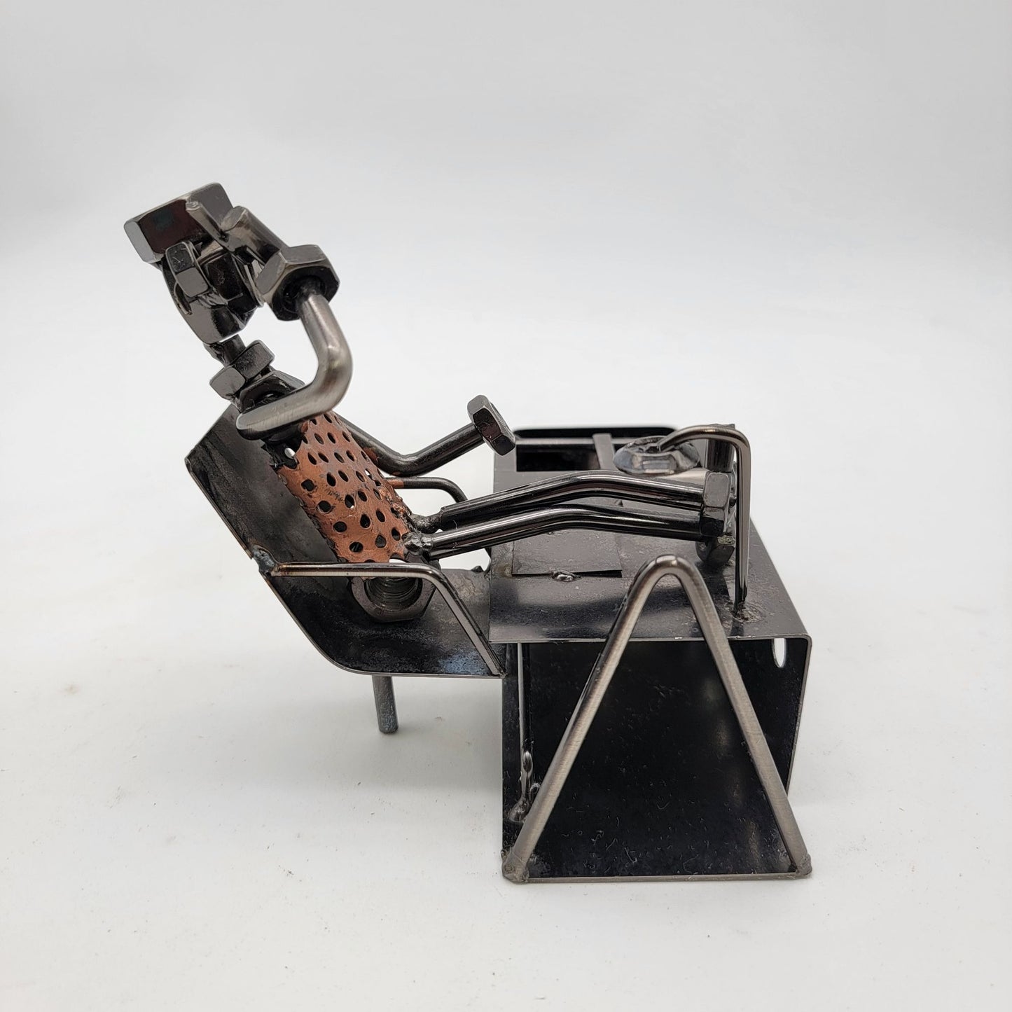 Metal Desk Organizer With Metal Figure