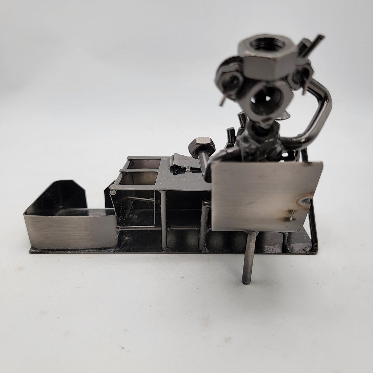 Metal Desk Organizer With Metal Figure