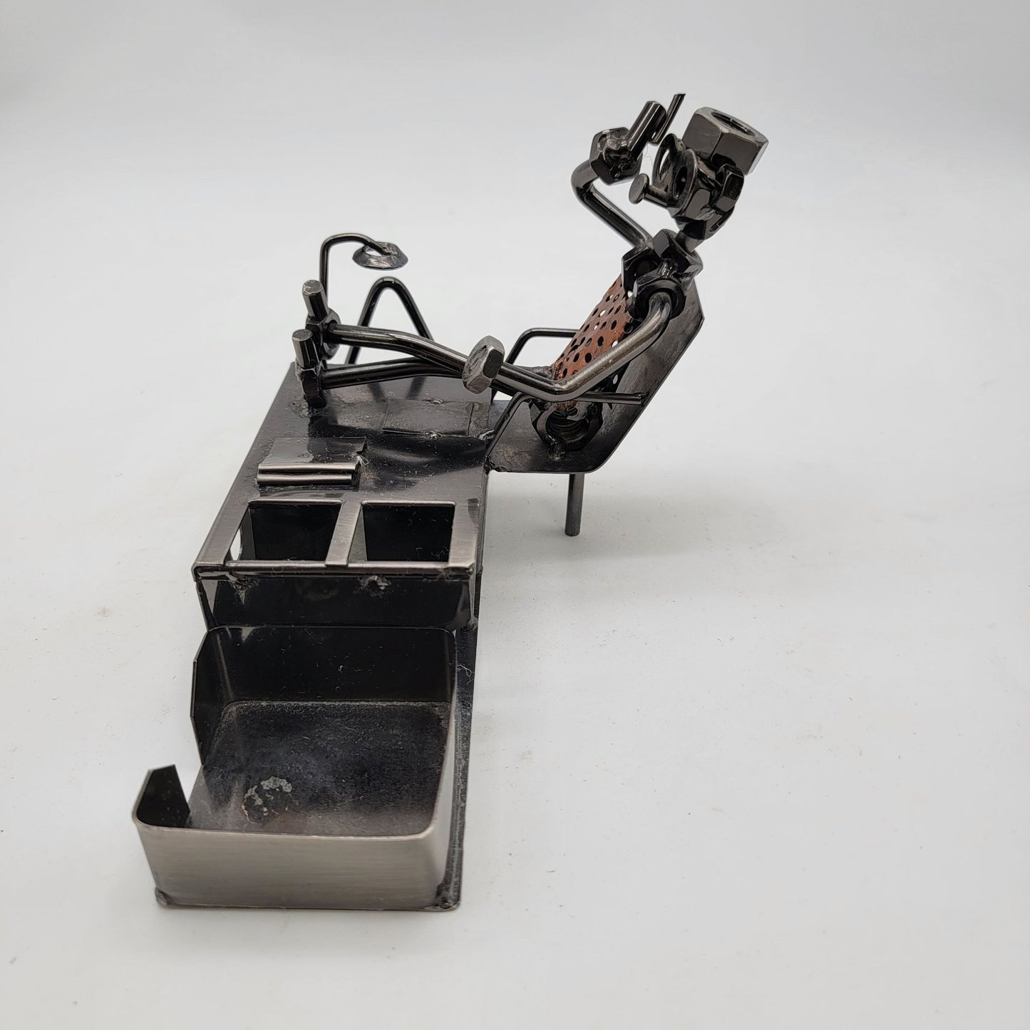 Metal Desk Organizer With Metal Figure