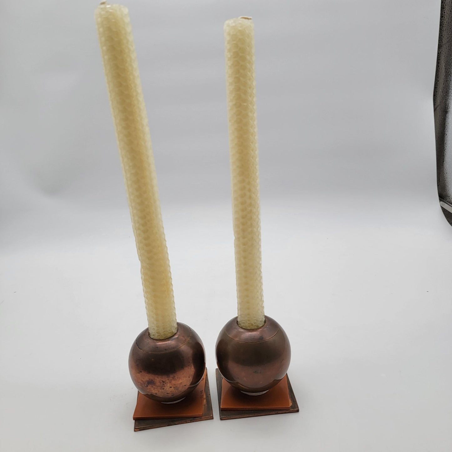 American Art Deco Chase Brass & Copper Candle Holder Set By Russel Wright