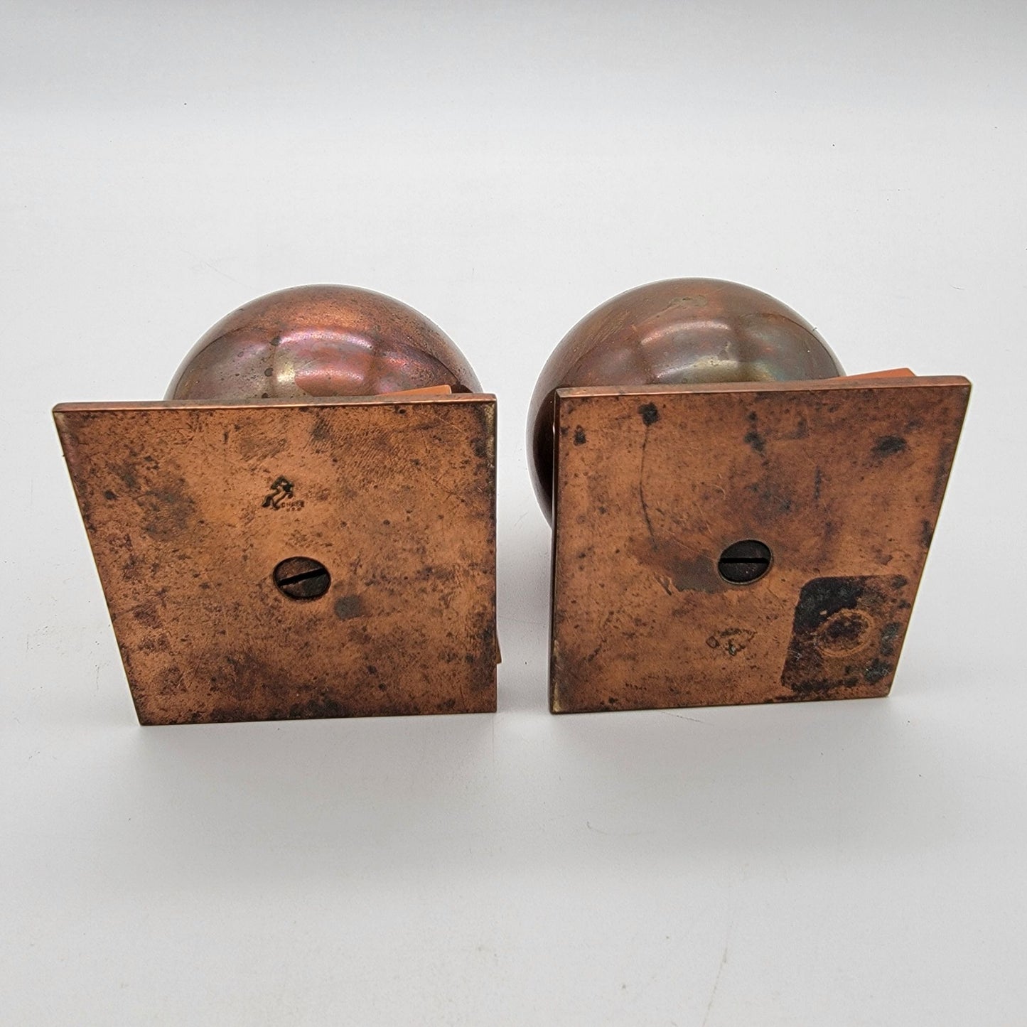 American Art Deco Chase Brass & Copper Candle Holder Set By Russel Wright