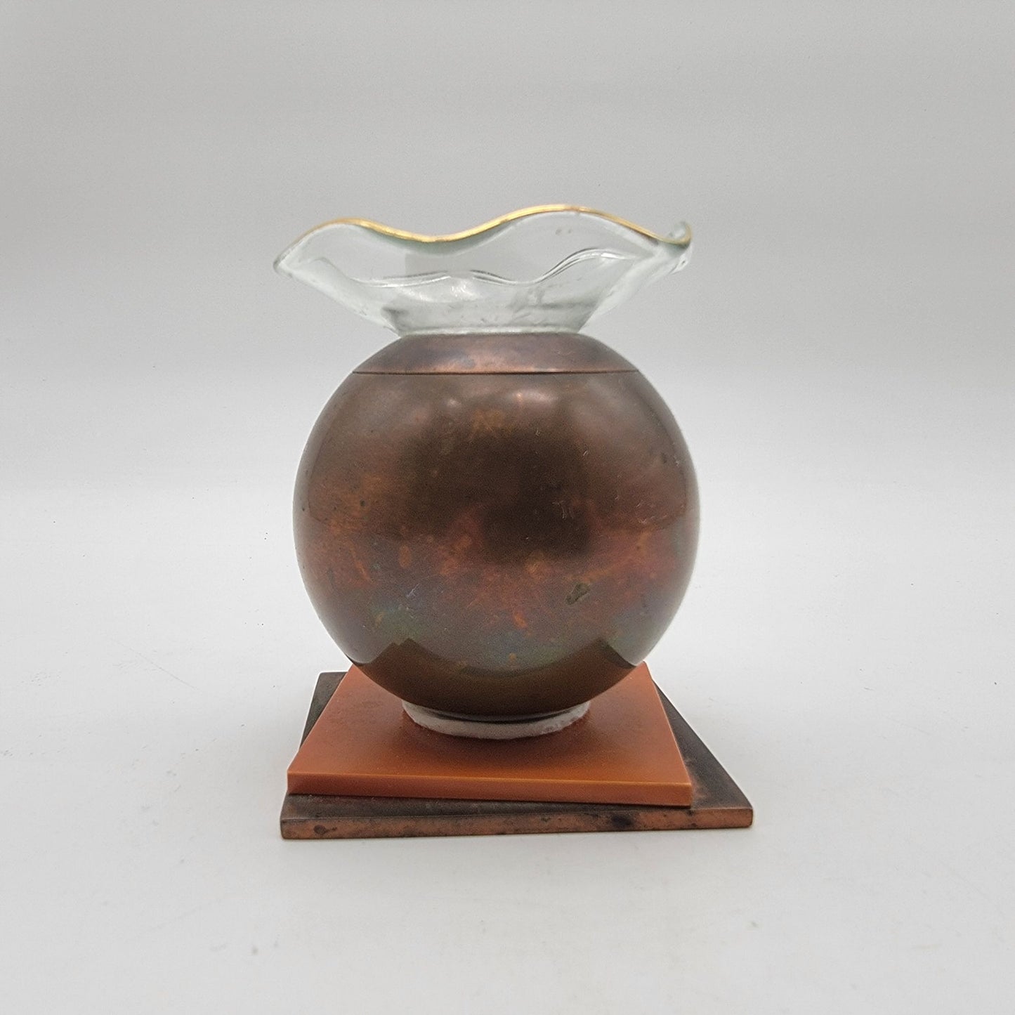 American Art Deco Chase Brass & Copper Candle Holder Set By Russel Wright