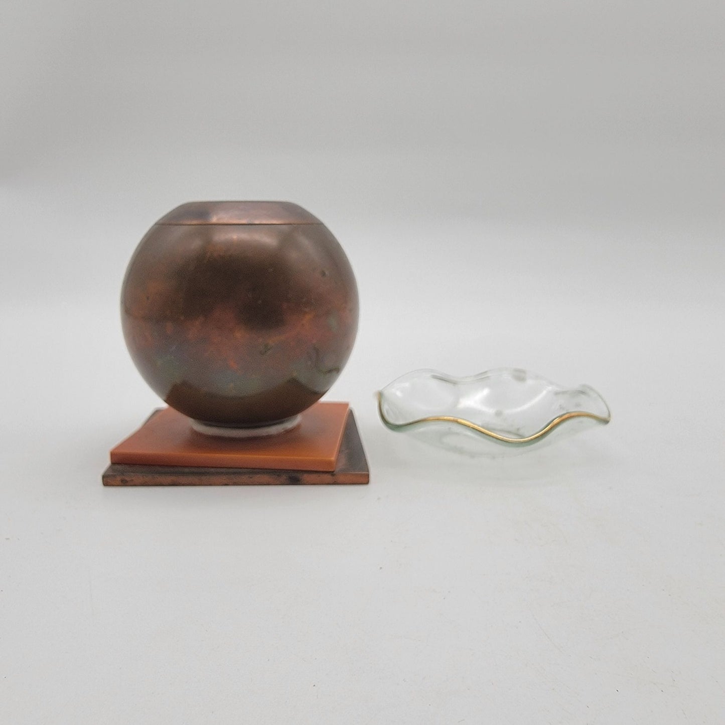 American Art Deco Chase Brass & Copper Candle Holder Set By Russel Wright