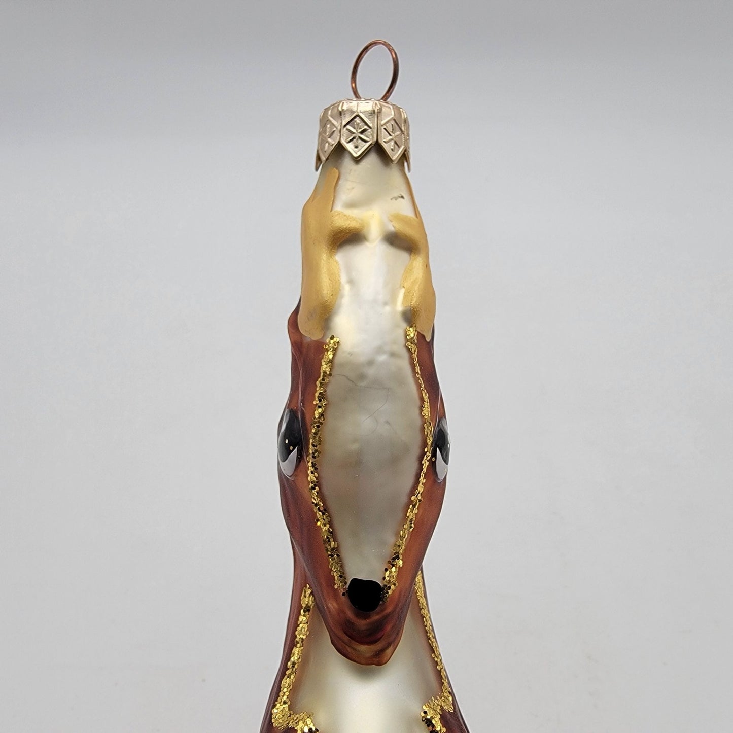 Crate and Barrel Glass Reindeer Ornament